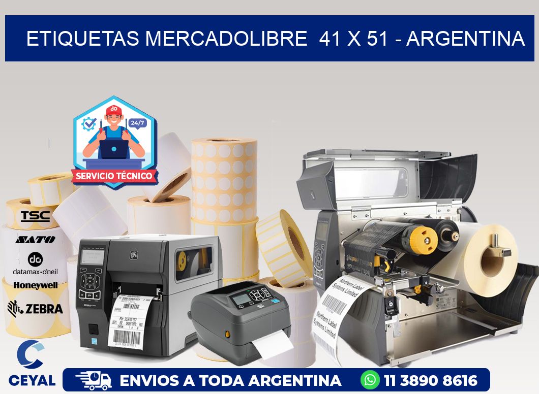 ETIQUETAS MERCADOLIBRE  41 x 51 - ARGENTINA