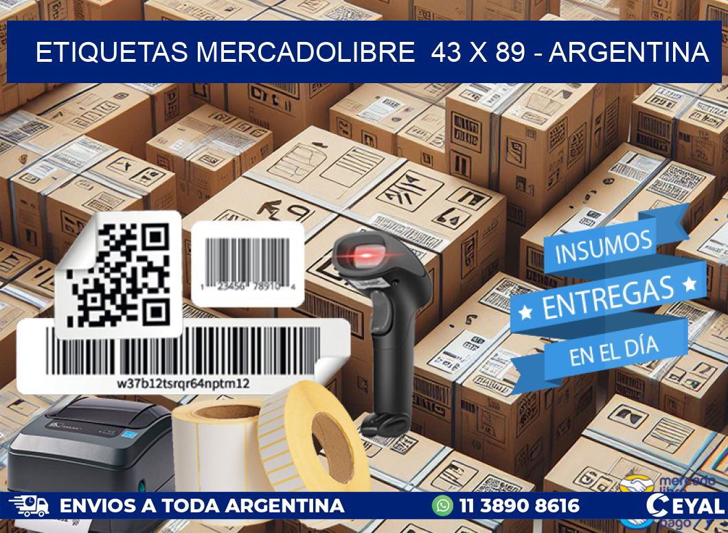 ETIQUETAS MERCADOLIBRE  43 x 89 - ARGENTINA