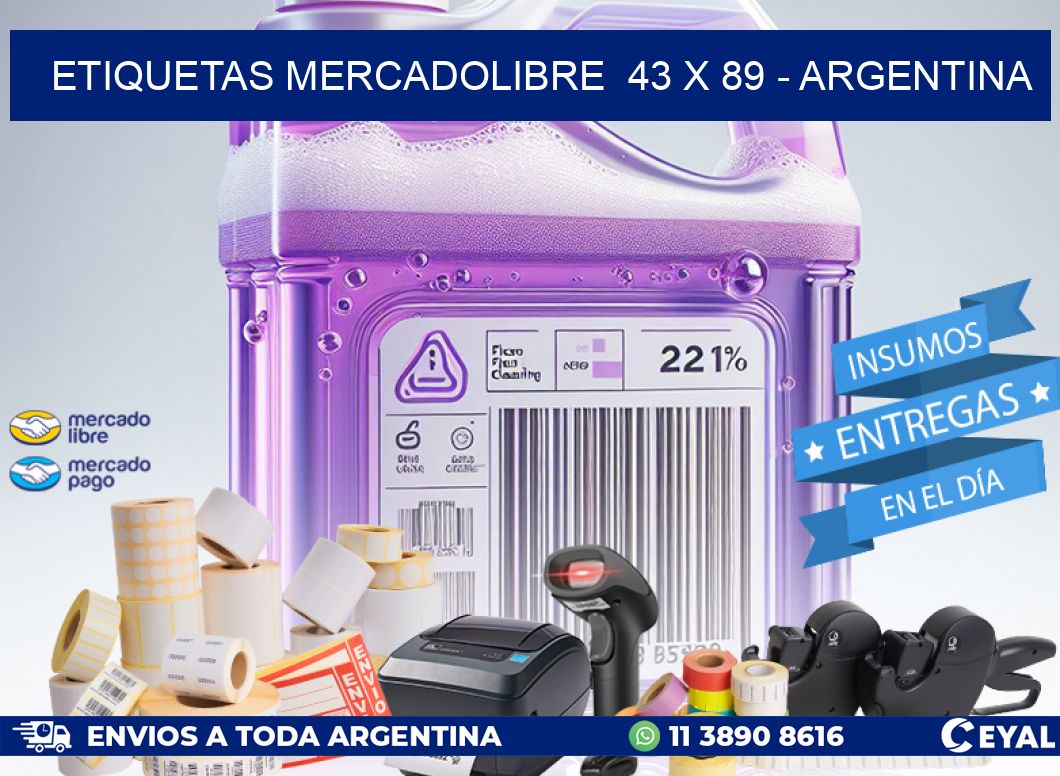 ETIQUETAS MERCADOLIBRE  43 x 89 - ARGENTINA