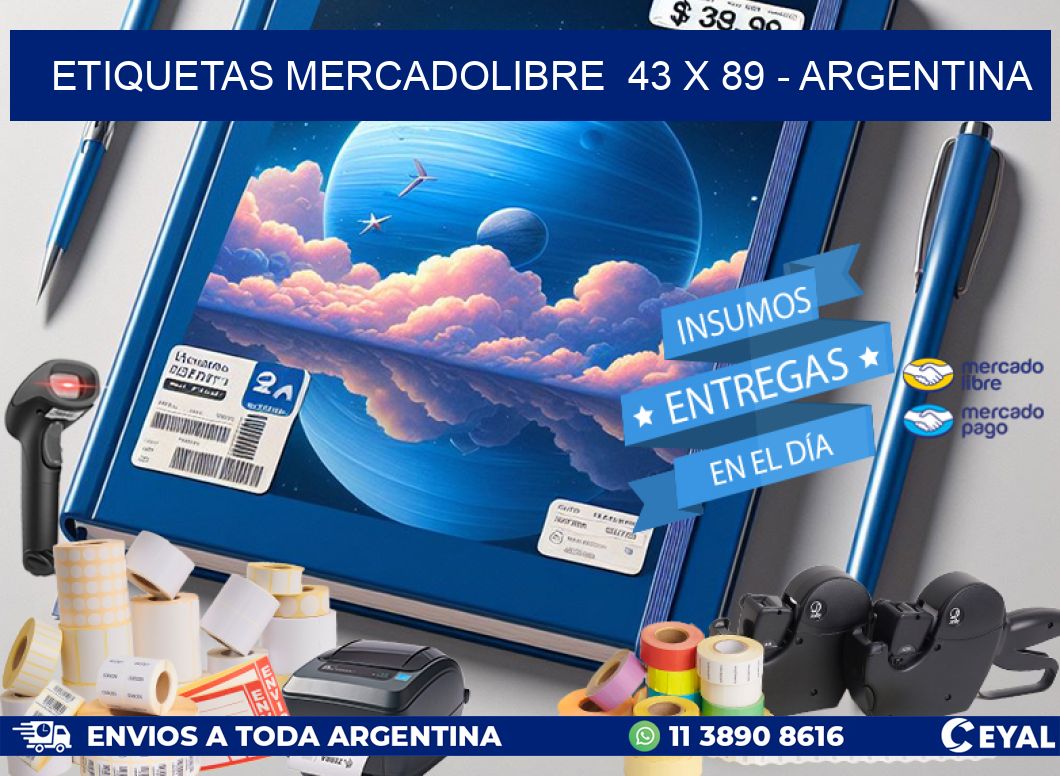 ETIQUETAS MERCADOLIBRE  43 x 89 - ARGENTINA