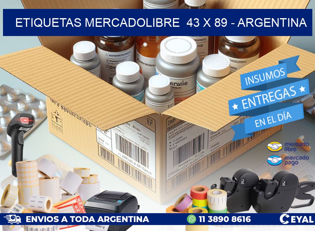 ETIQUETAS MERCADOLIBRE  43 x 89 - ARGENTINA