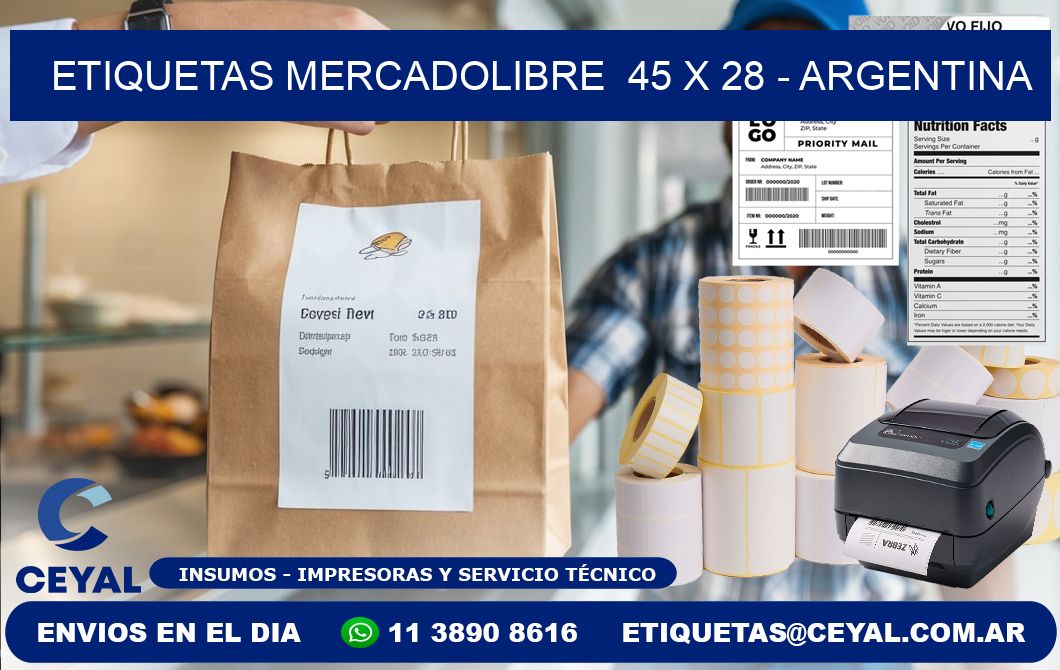 ETIQUETAS MERCADOLIBRE  45 x 28 - ARGENTINA