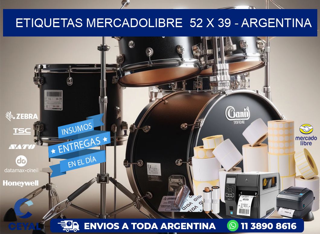 ETIQUETAS MERCADOLIBRE  52 x 39 - ARGENTINA