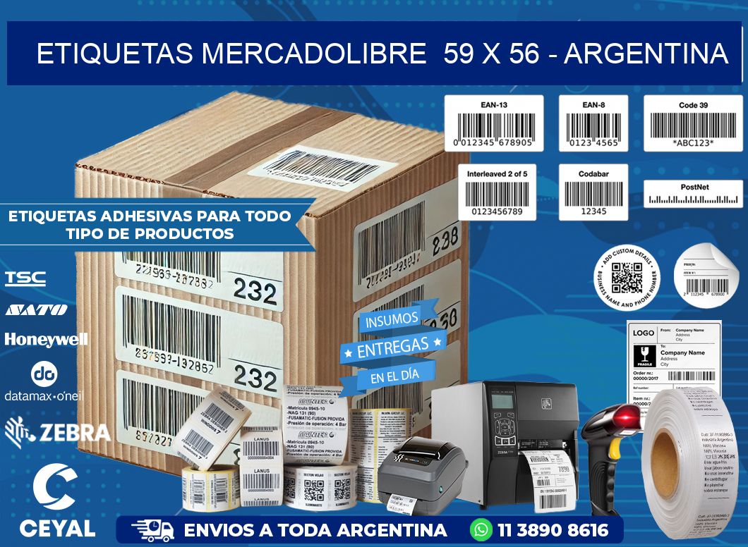 ETIQUETAS MERCADOLIBRE  59 x 56 - ARGENTINA