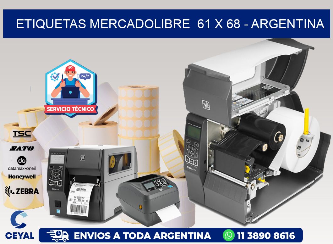 ETIQUETAS MERCADOLIBRE  61 x 68 - ARGENTINA