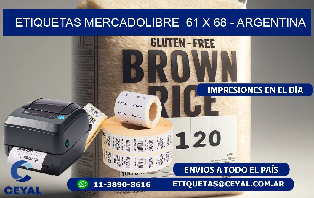 ETIQUETAS MERCADOLIBRE  61 x 68 - ARGENTINA