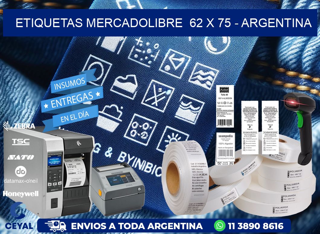 ETIQUETAS MERCADOLIBRE  62 x 75 - ARGENTINA