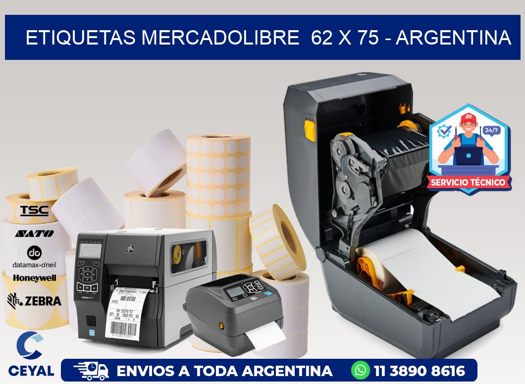 ETIQUETAS MERCADOLIBRE  62 x 75 - ARGENTINA