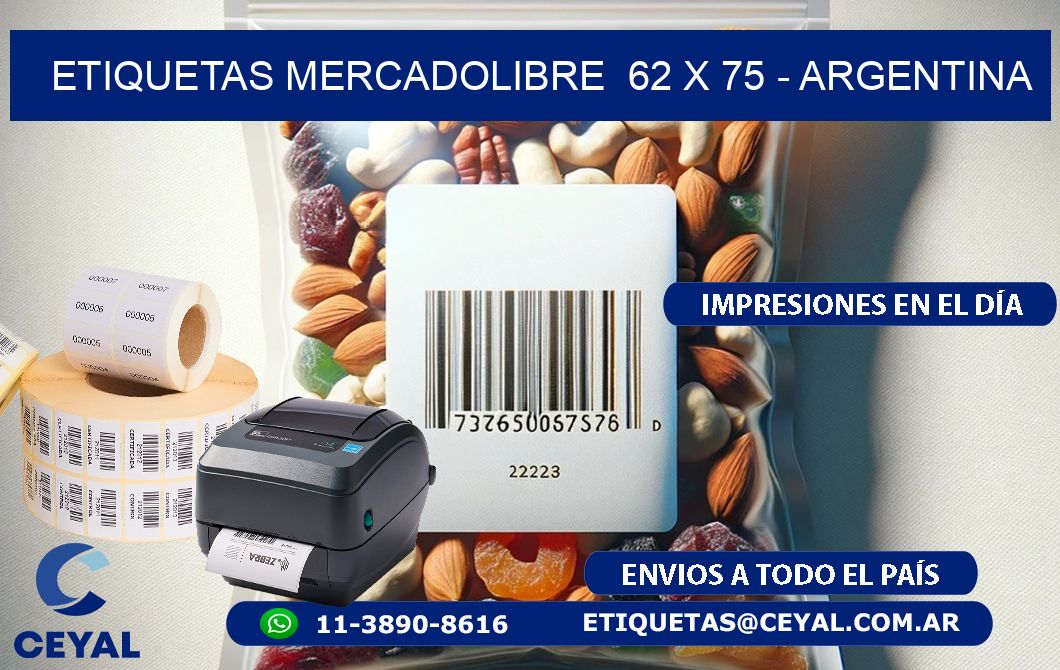 ETIQUETAS MERCADOLIBRE  62 x 75 - ARGENTINA