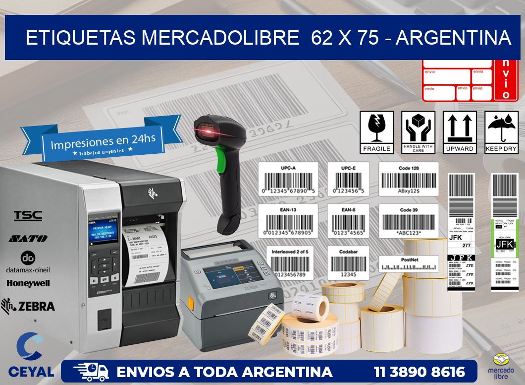 ETIQUETAS MERCADOLIBRE  62 x 75 – ARGENTINA