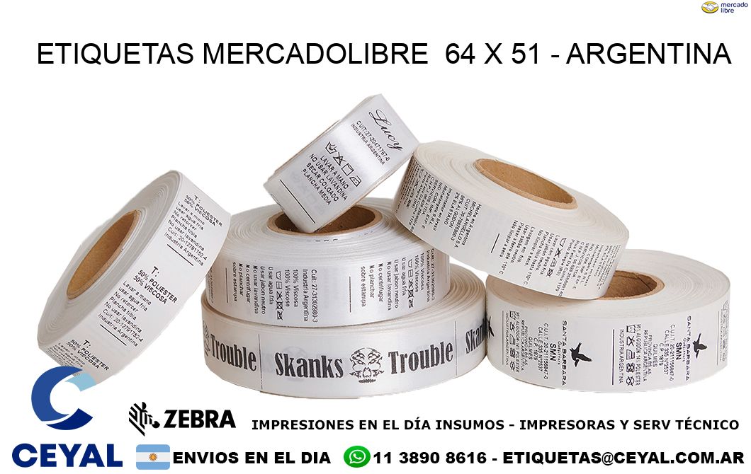 ETIQUETAS MERCADOLIBRE  64 x 51 - ARGENTINA