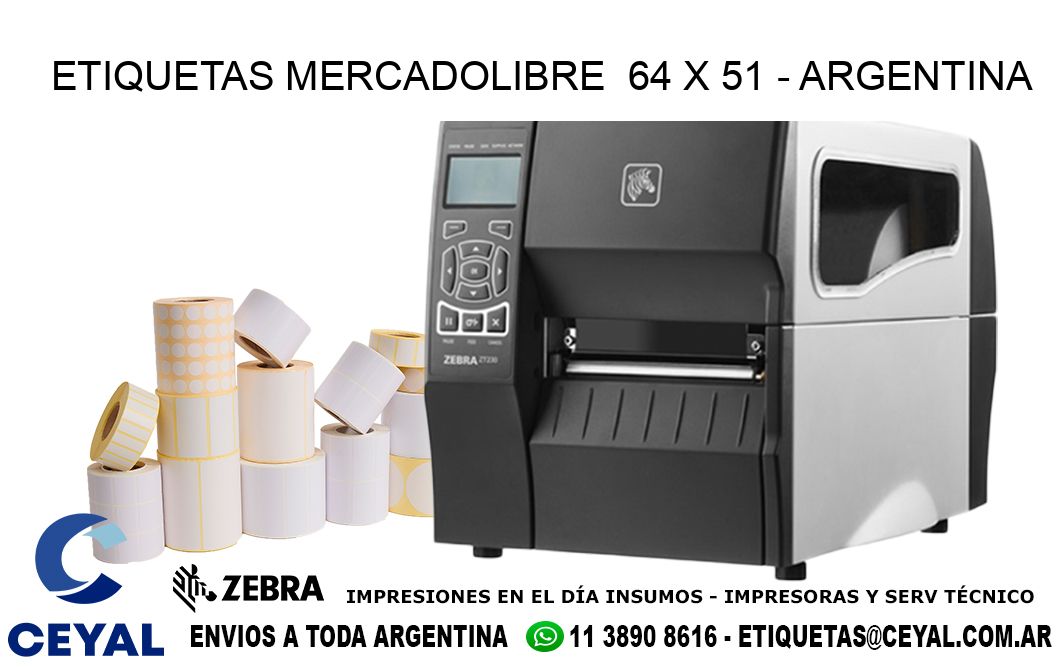 ETIQUETAS MERCADOLIBRE  64 x 51 - ARGENTINA