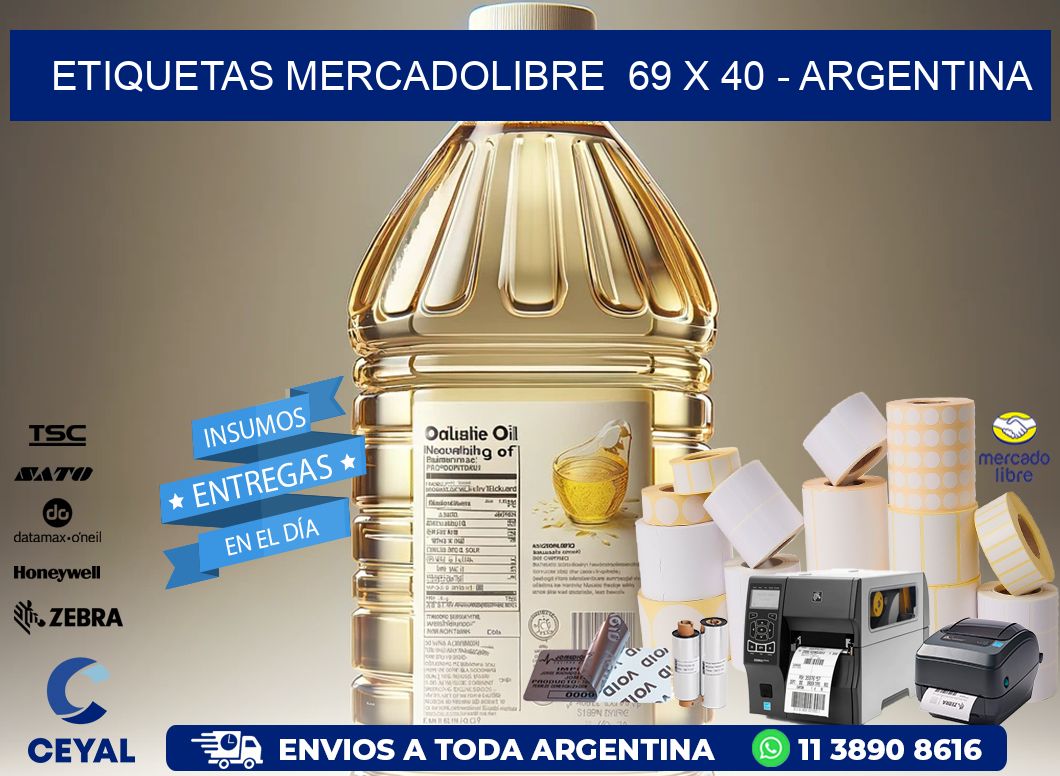 ETIQUETAS MERCADOLIBRE  69 x 40 - ARGENTINA