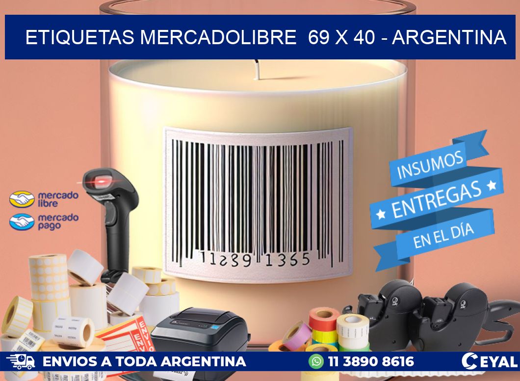 ETIQUETAS MERCADOLIBRE  69 x 40 - ARGENTINA