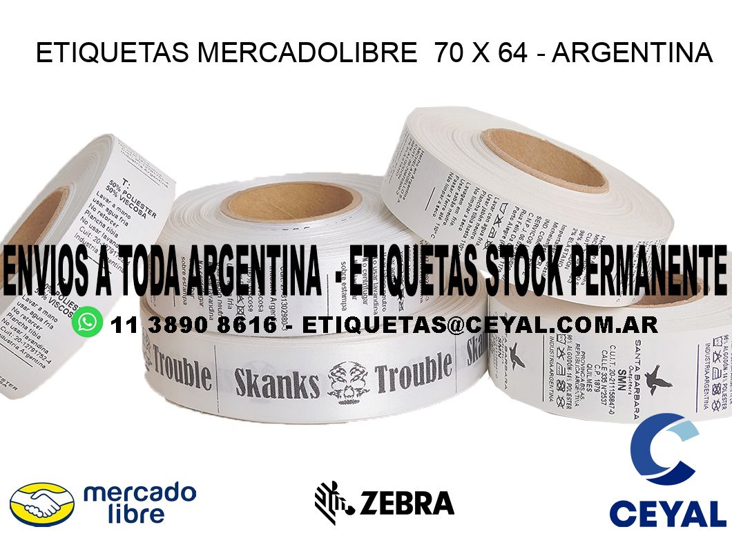 ETIQUETAS MERCADOLIBRE  70 x 64 - ARGENTINA