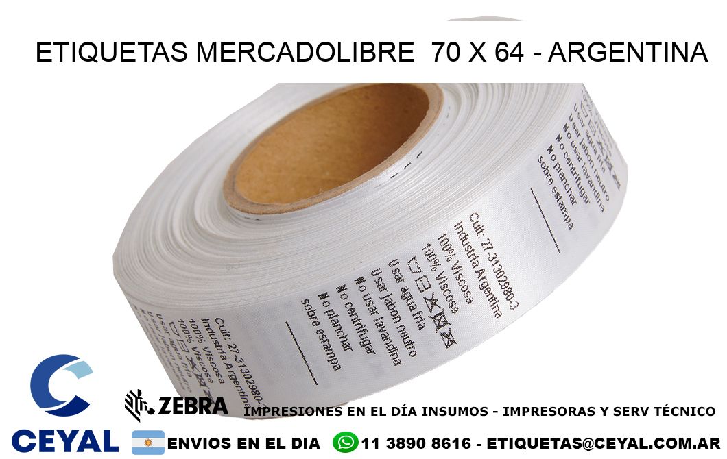 ETIQUETAS MERCADOLIBRE  70 x 64 - ARGENTINA