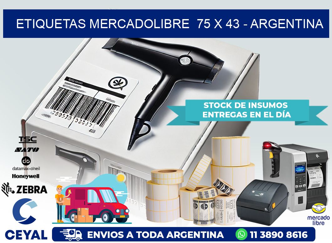 ETIQUETAS MERCADOLIBRE  75 x 43 – ARGENTINA