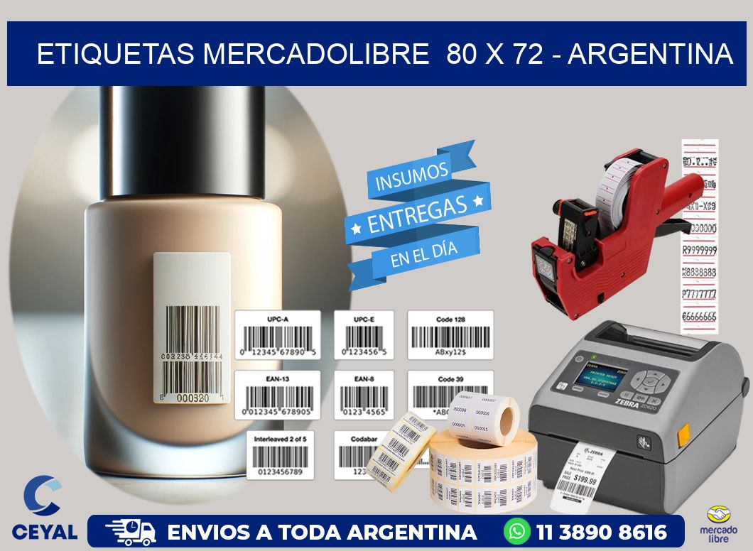 ETIQUETAS MERCADOLIBRE  80 x 72 - ARGENTINA