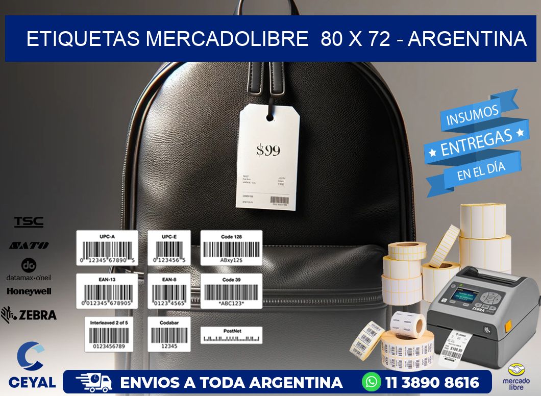 ETIQUETAS MERCADOLIBRE  80 x 72 - ARGENTINA