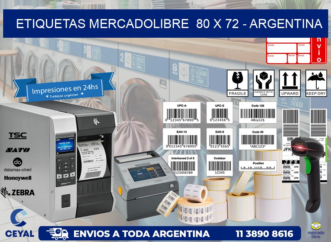 ETIQUETAS MERCADOLIBRE  80 x 72 - ARGENTINA