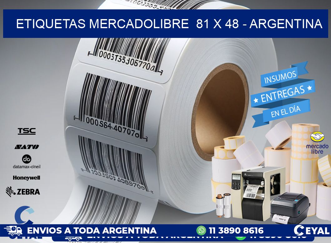 ETIQUETAS MERCADOLIBRE  81 x 48 - ARGENTINA