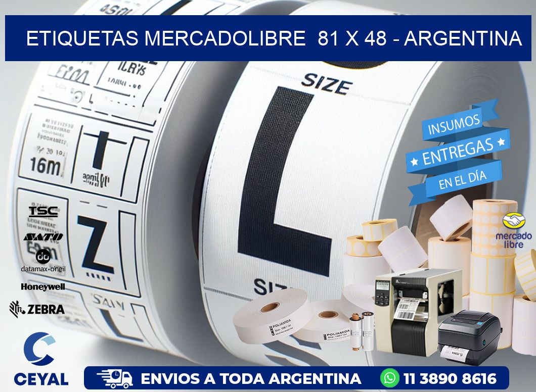 ETIQUETAS MERCADOLIBRE  81 x 48 - ARGENTINA