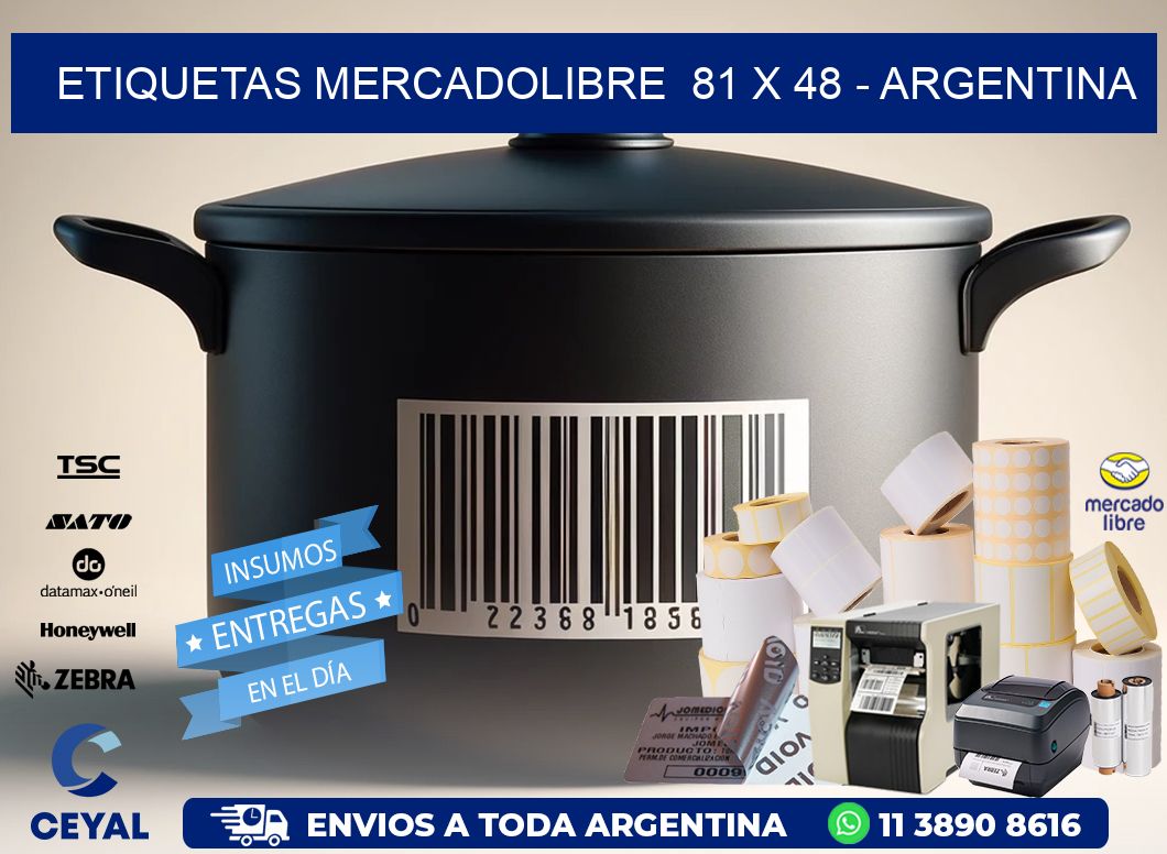 ETIQUETAS MERCADOLIBRE  81 x 48 - ARGENTINA