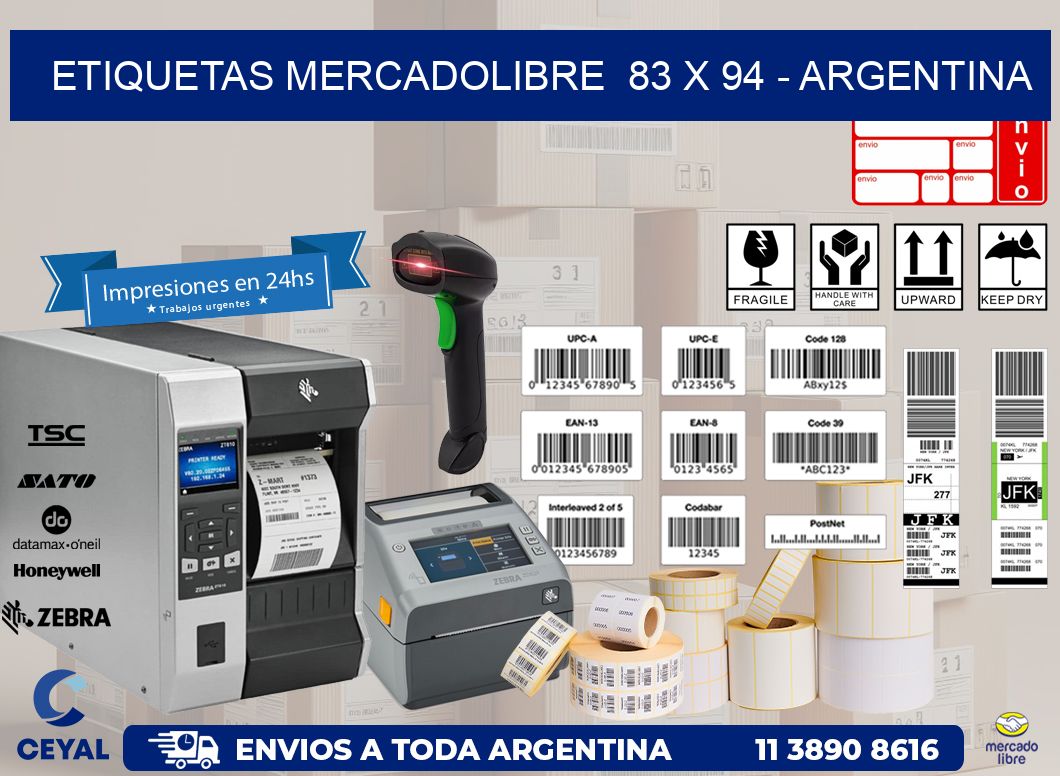 ETIQUETAS MERCADOLIBRE  83 x 94 – ARGENTINA