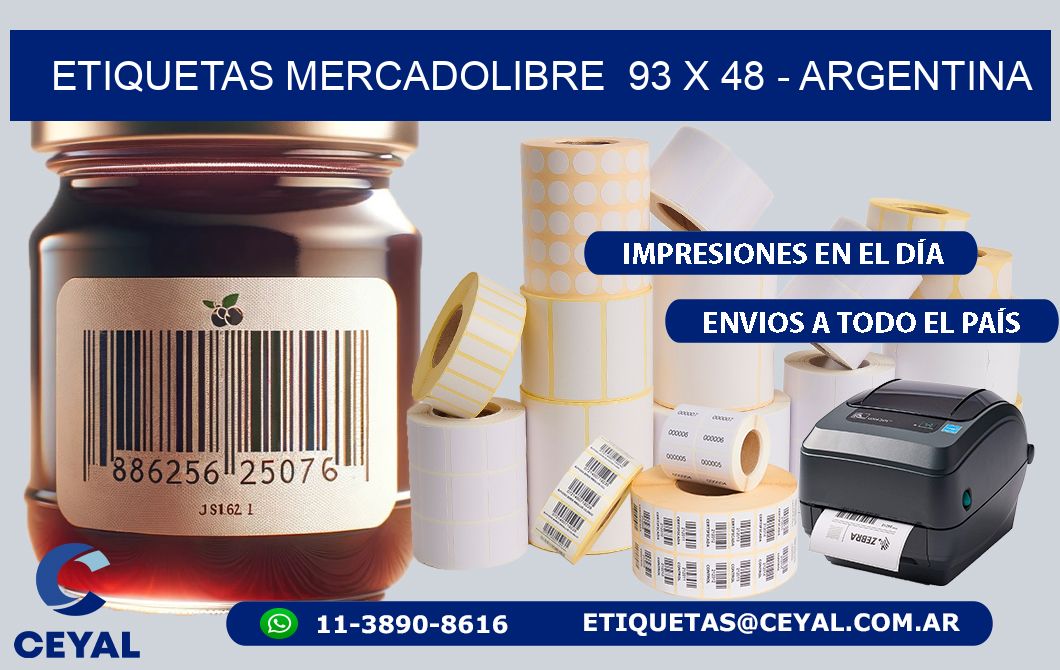 ETIQUETAS MERCADOLIBRE  93 x 48 - ARGENTINA