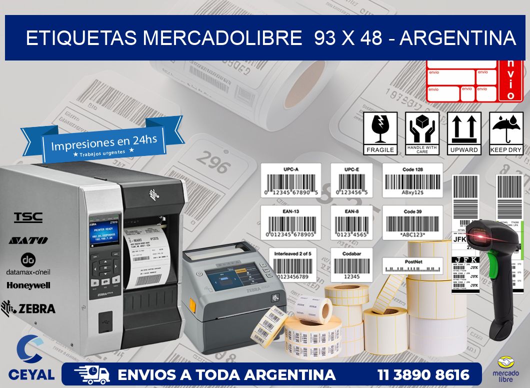 ETIQUETAS MERCADOLIBRE  93 x 48 – ARGENTINA