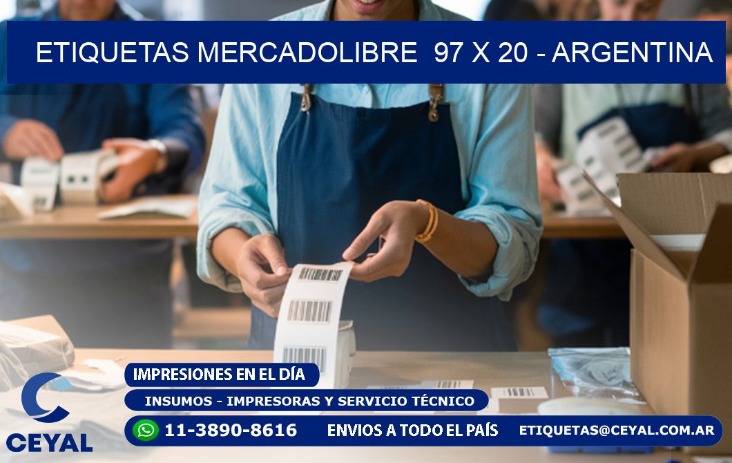 ETIQUETAS MERCADOLIBRE  97 x 20 - ARGENTINA