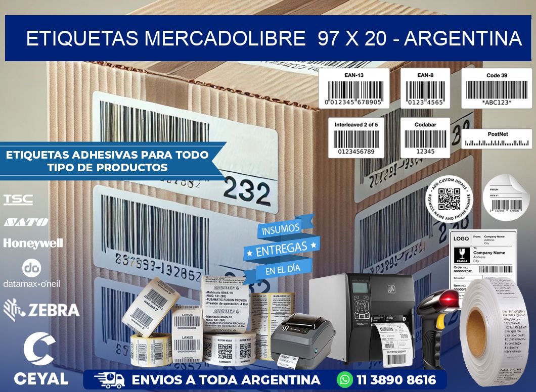 ETIQUETAS MERCADOLIBRE  97 x 20 - ARGENTINA