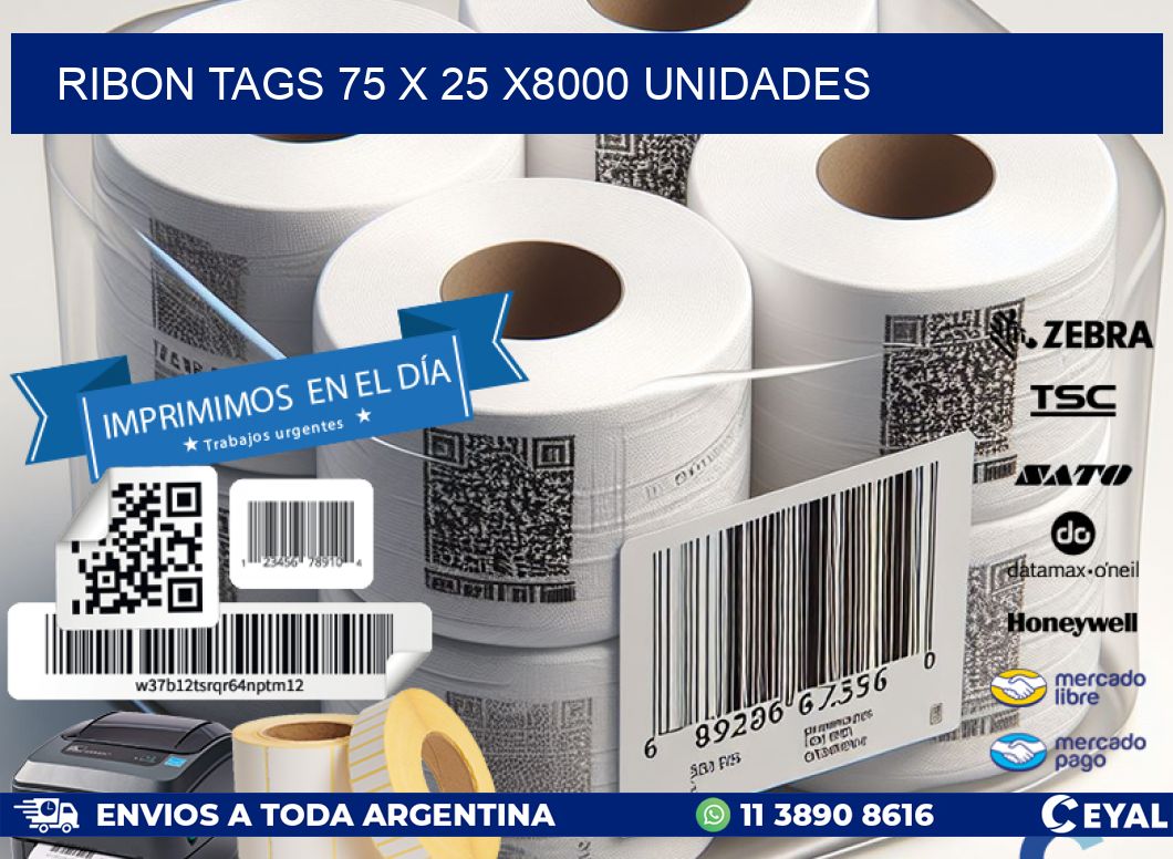 RIBON TAGS 75 x 25 X8000 UNIDADES