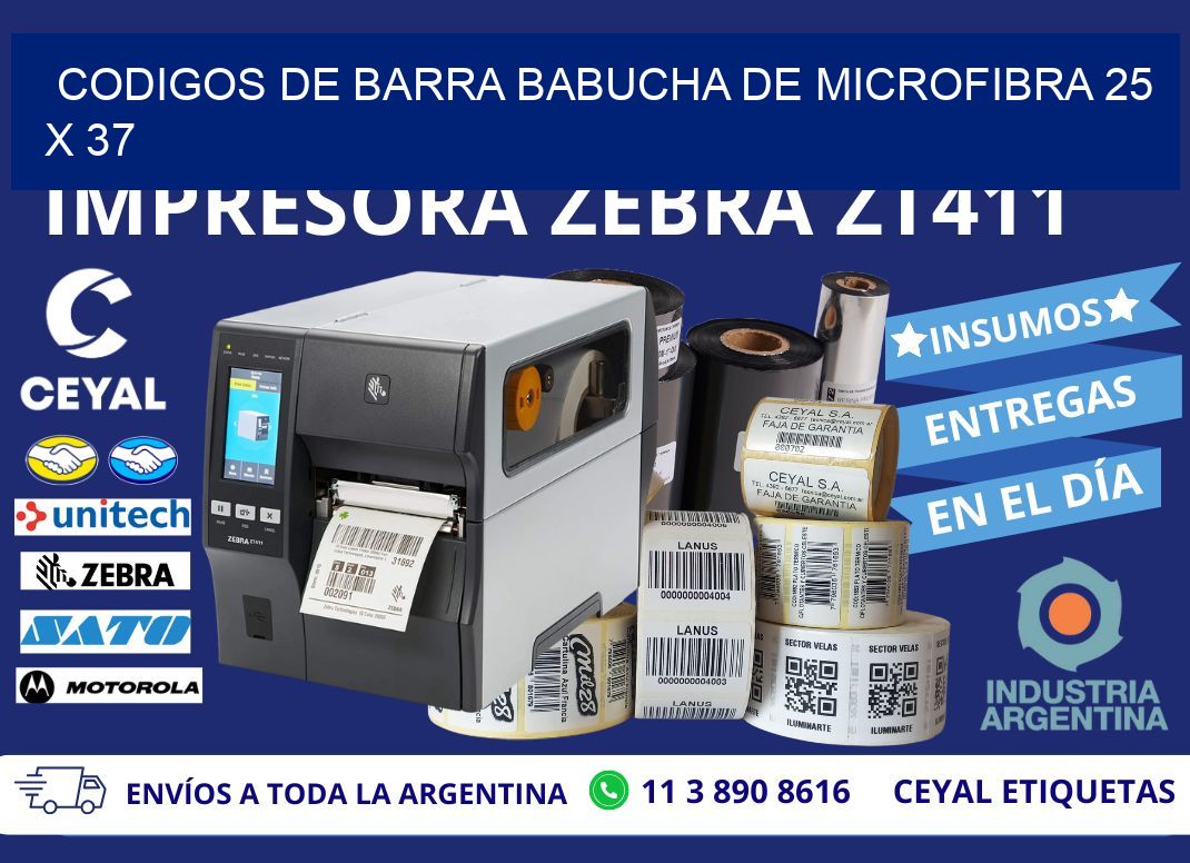 CODIGOS DE BARRA BABUCHA DE MICROFIBRA 25 x 37