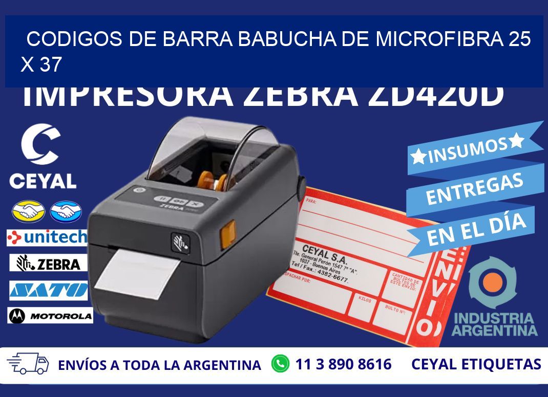 CODIGOS DE BARRA BABUCHA DE MICROFIBRA 25 x 37