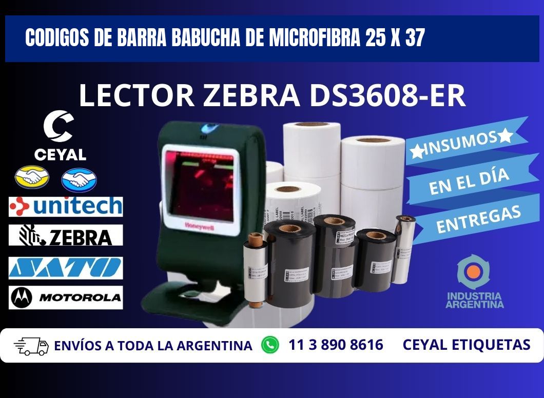 CODIGOS DE BARRA BABUCHA DE MICROFIBRA 25 x 37