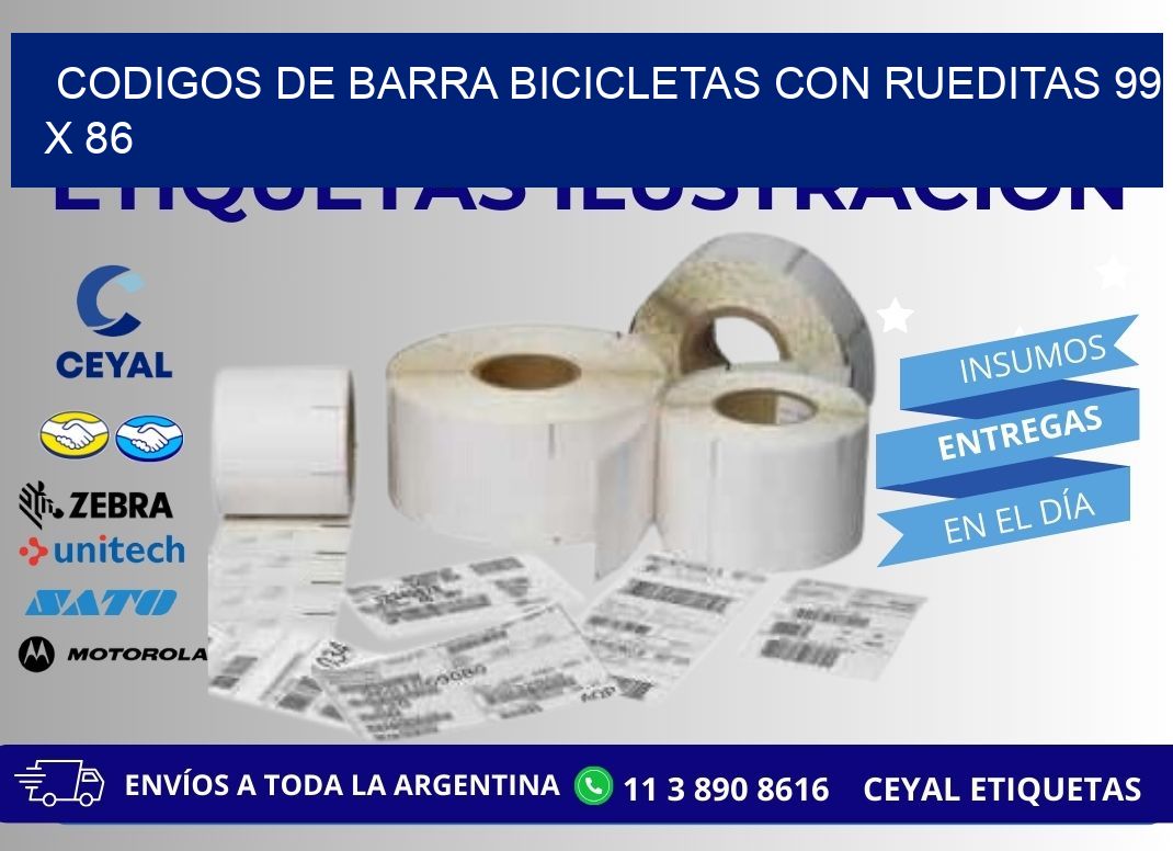 CODIGOS DE BARRA BICICLETAS CON RUEDITAS 99 x 86