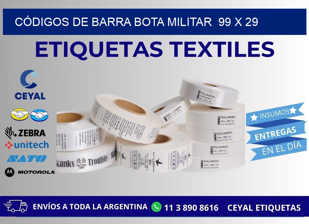 CÓDIGOS DE BARRA BOTA MILITAR  99 x 29