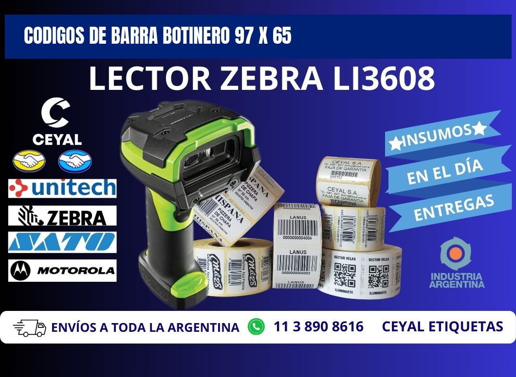 CODIGOS DE BARRA BOTINERO 97 x 65