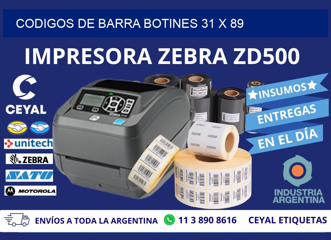 CODIGOS DE BARRA BOTINES 31 x 89