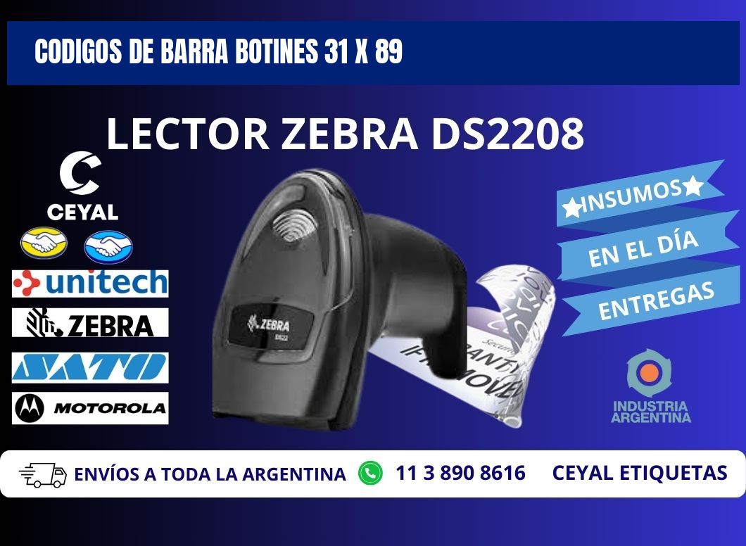 CODIGOS DE BARRA BOTINES 31 x 89