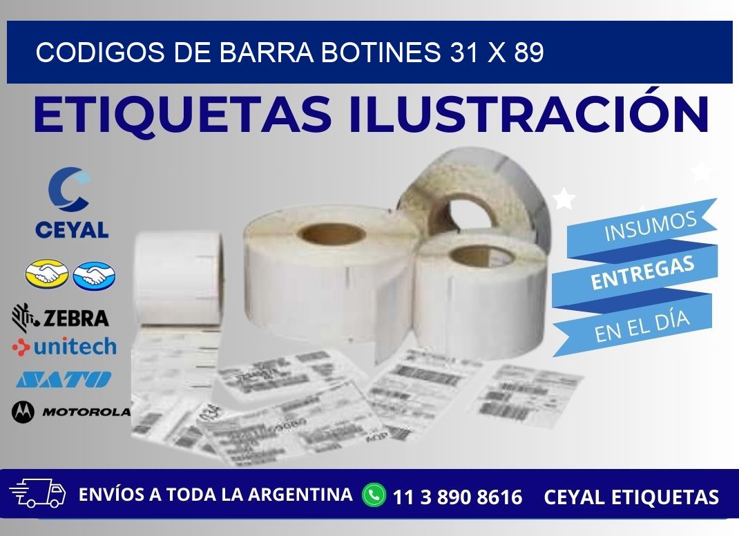 CODIGOS DE BARRA BOTINES 31 x 89