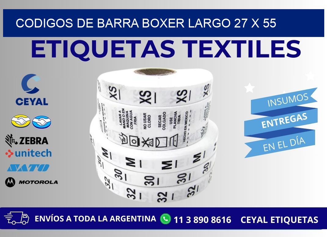 CODIGOS DE BARRA BOXER LARGO 27 x 55