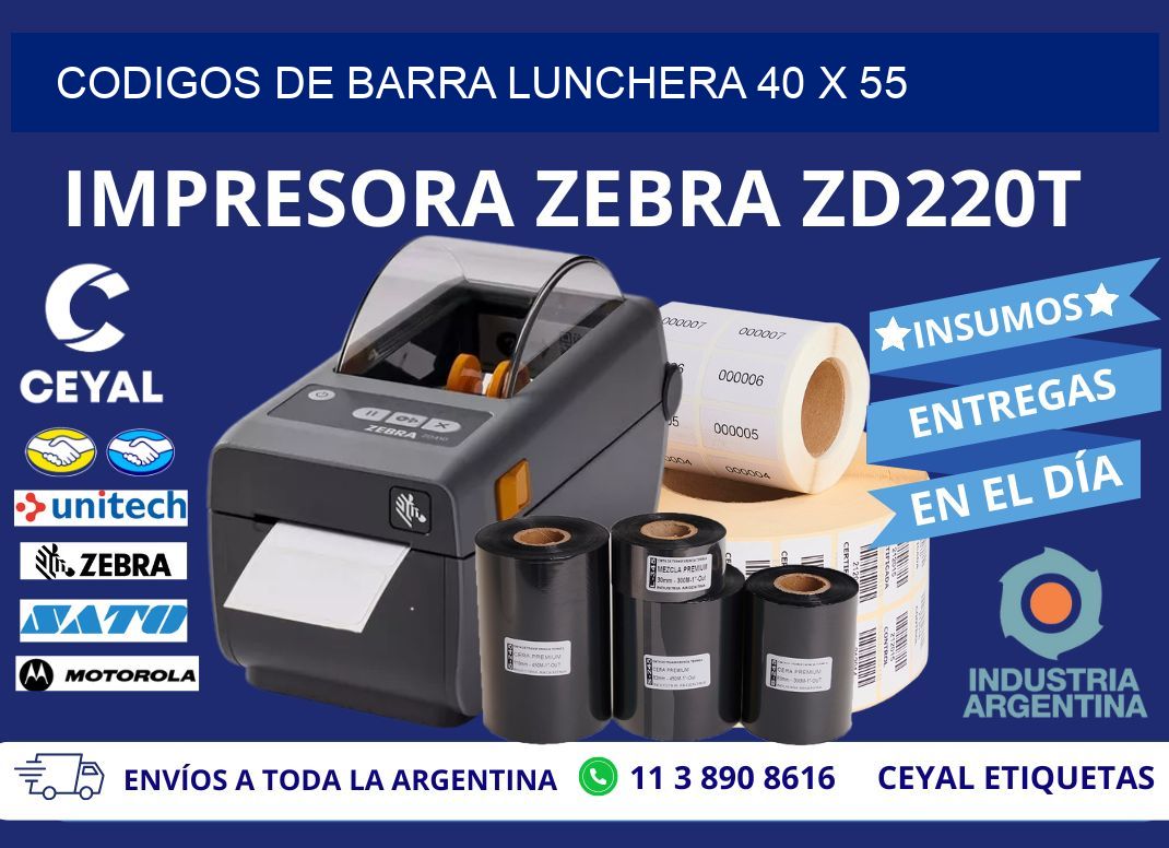 CODIGOS DE BARRA LUNCHERA 40 x 55