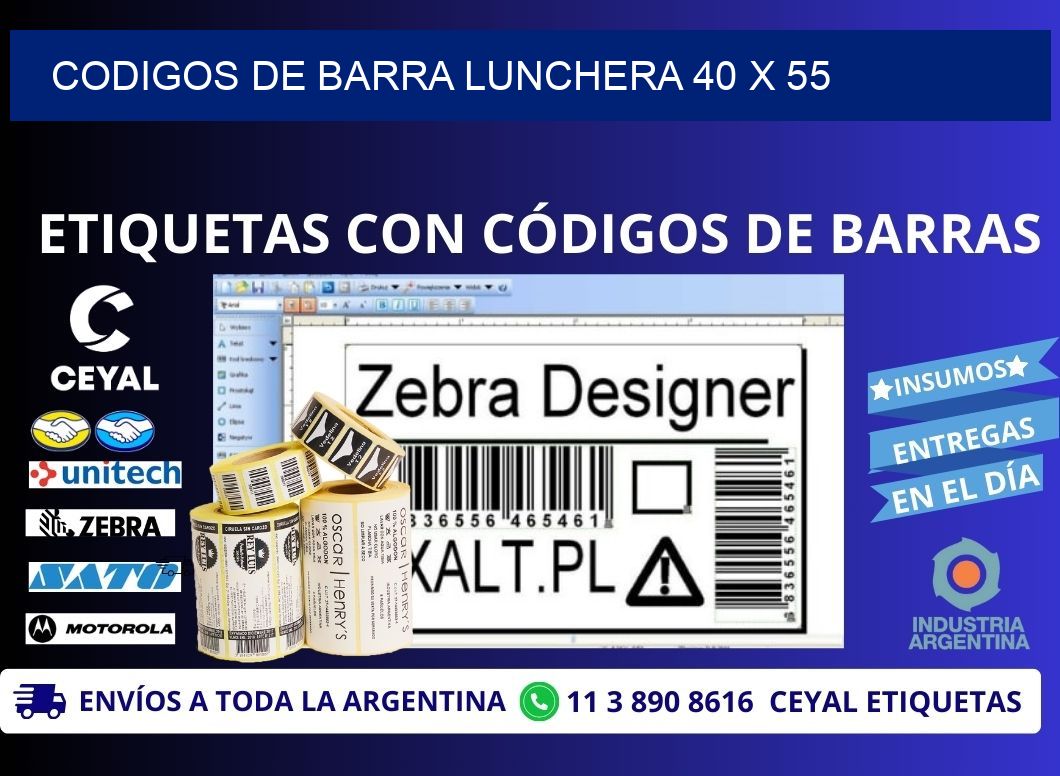 CODIGOS DE BARRA LUNCHERA 40 x 55