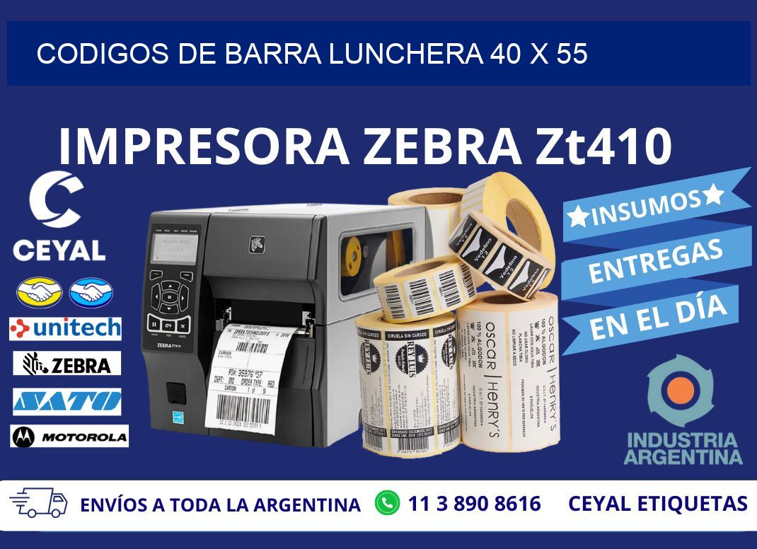 CODIGOS DE BARRA LUNCHERA 40 x 55