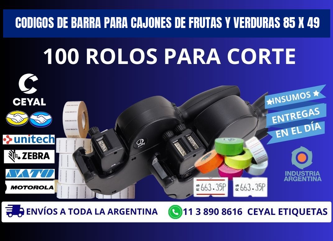 CODIGOS DE BARRA PARA CAJONES DE FRUTAS Y VERDURAS 85 x 49