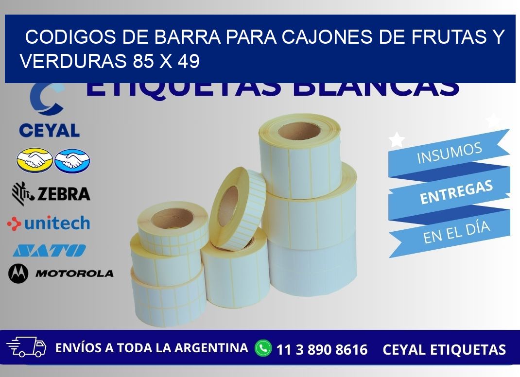 CODIGOS DE BARRA PARA CAJONES DE FRUTAS Y VERDURAS 85 x 49