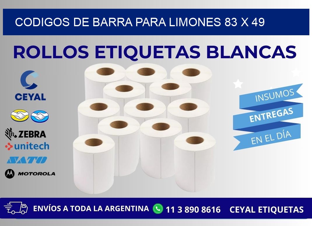 CODIGOS DE BARRA PARA LIMONES 83 x 49