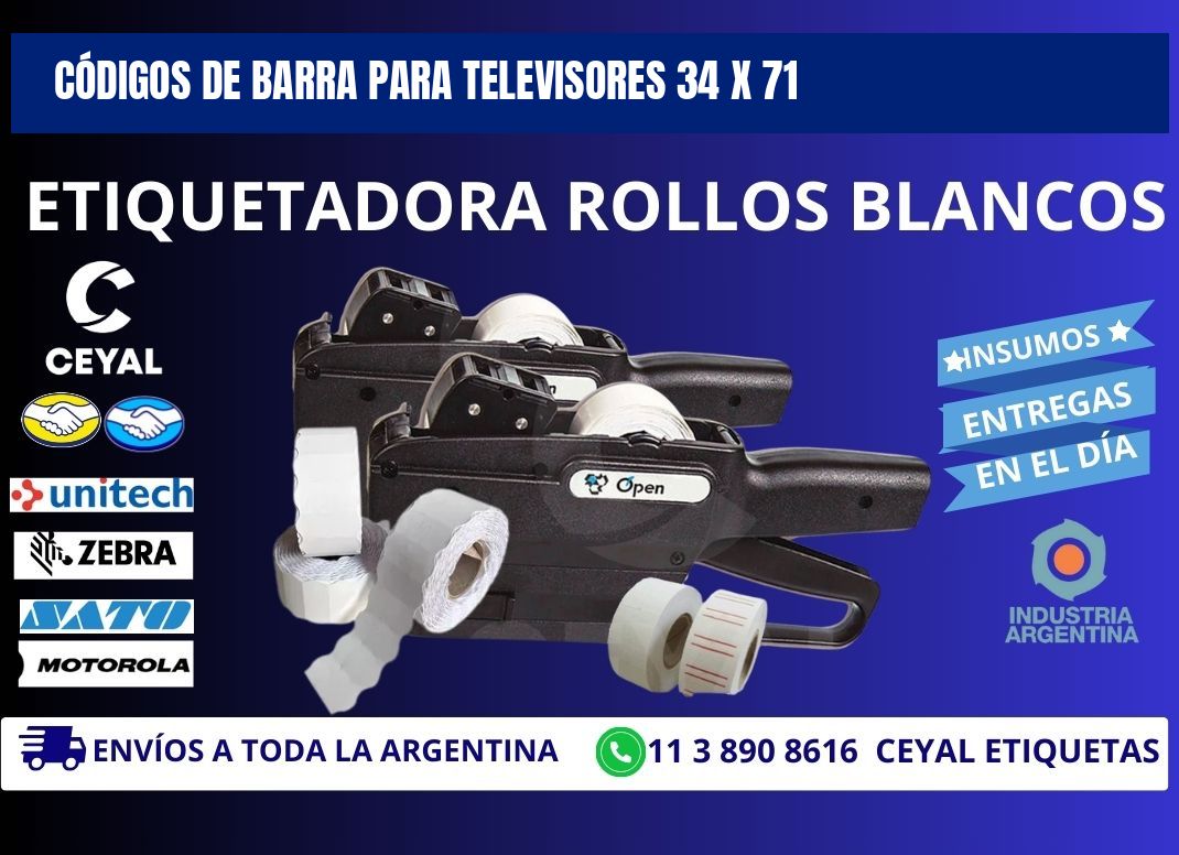 CÓDIGOS DE BARRA PARA TELEVISORES 34 x 71